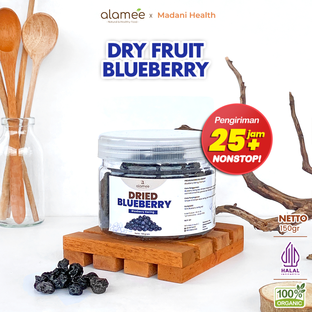 

ALAMEE Blueberry Kering Cemilan Buah Sehat Dried Fruit Blueberry Cemilan Rendah Kalori 150gr