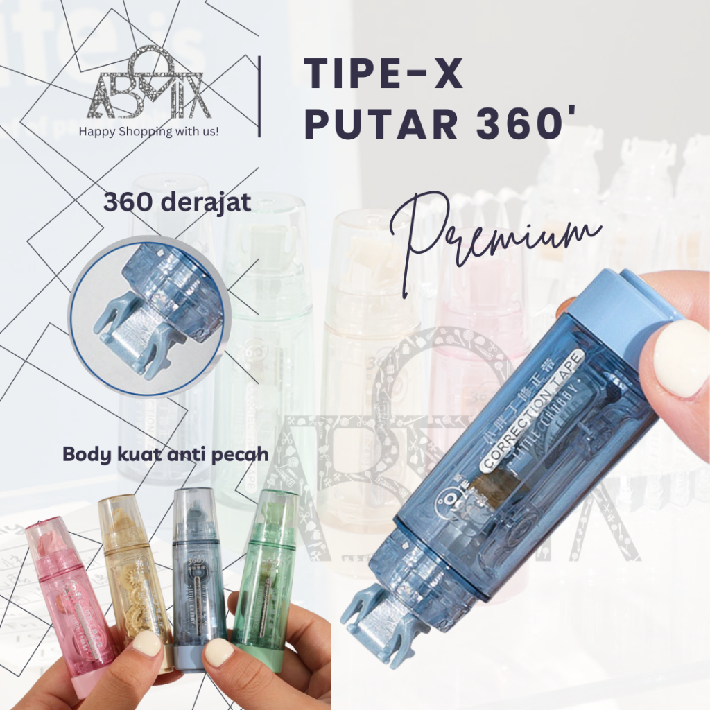 

Correction Tape Roll Lucu 360' Paper Gulungan Pita Koreksi Tipex Kertas Penghapus Pulpen Tidak Mudah Robek Perlengkapan Alat Tulis Premium