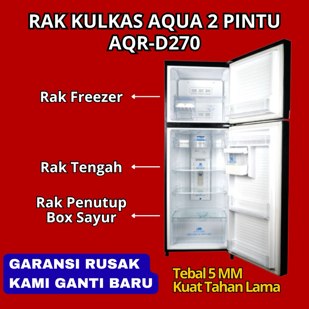 Custom Rak Kulkas Akrilik Aqua 2 Pintu AQR-D270 - Rak Akrilik Kulkas Aqua AQR-D270 - Rak kulkas Aqua