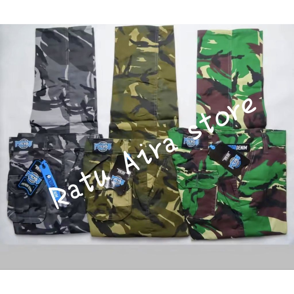 Celana panjang cargo loreng Army