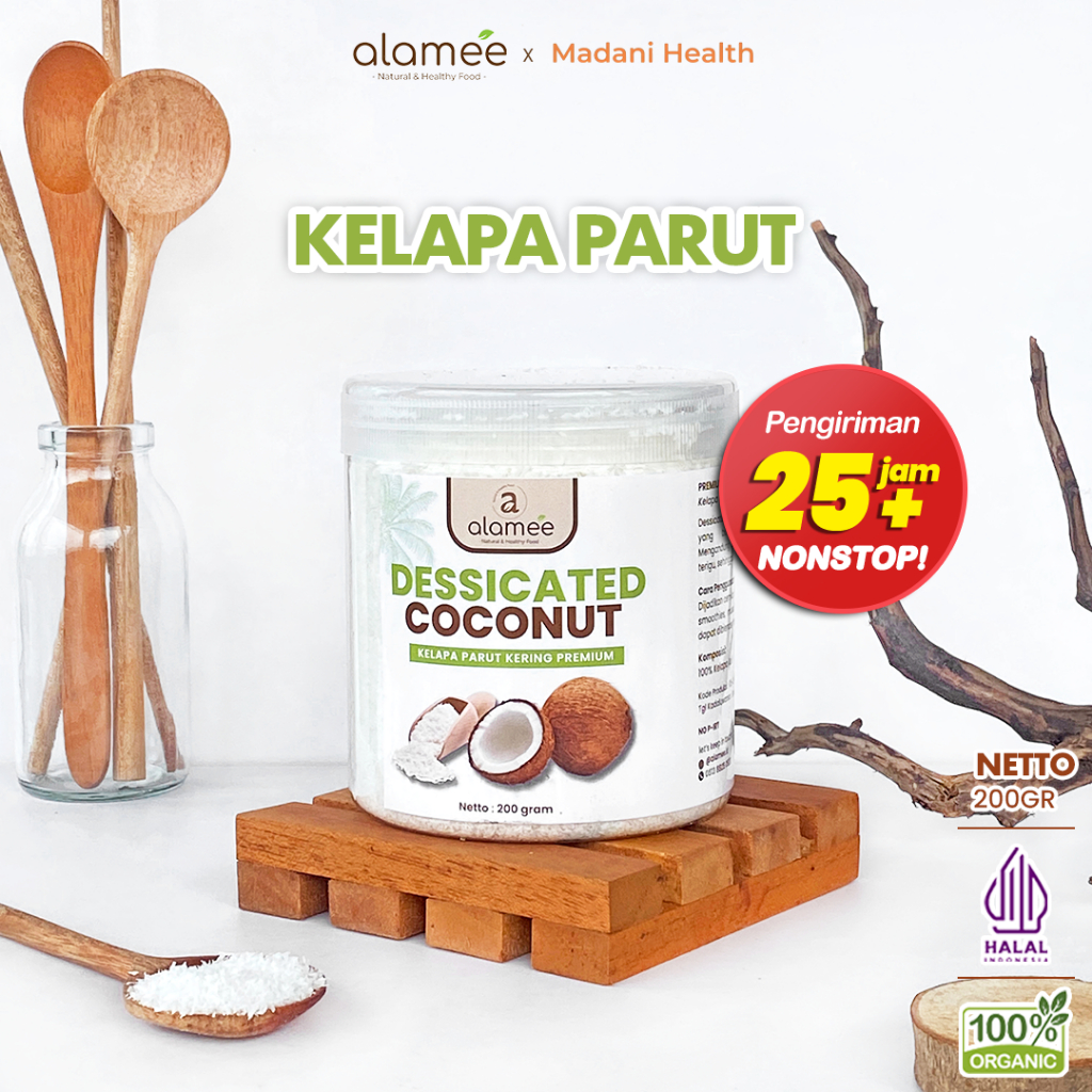 

ALAMEE Dessicate Coconut Kelapa Parut Kering Coconut Flakes Topping Kue Kelapa Kering 200gr