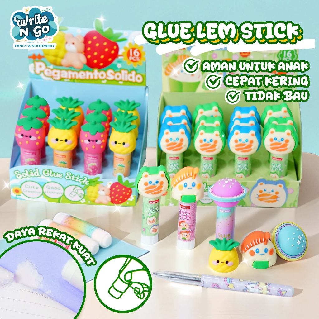 

[BARU] Lem Kertas Glue Stick 3D Lucu Aesthetic Batangan Aman Tidak Bau 8 Gr - WB 61