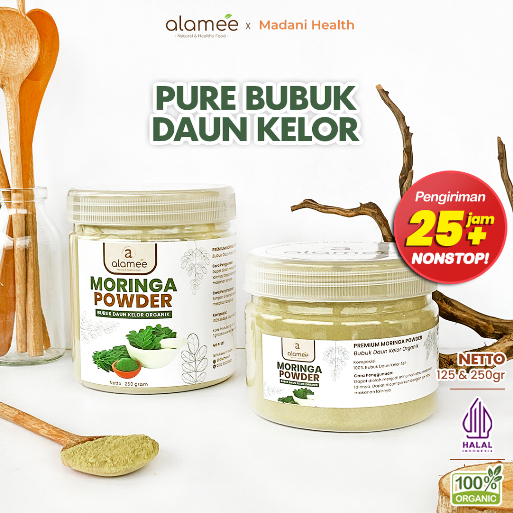 

ALAMEE Bubuk Minuman Daun Kelor Moringa Powder Serbuk Daun Kelor Herbal Tanpa Gula 250gr