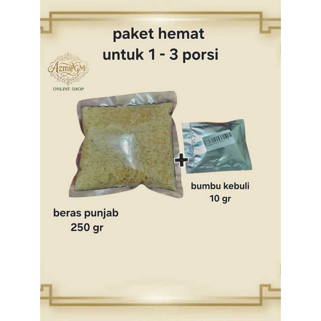 

Paket Beras Basmati Nasi Kebuli Instan 250g Beras Basmati Bumbu Kebuli
