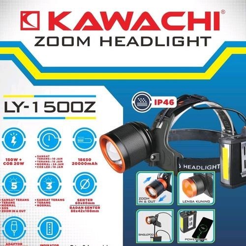Kawachi senter kepala zoom LY-1500Z 150watt (FREE LENSA KUNING) IP46 - 100