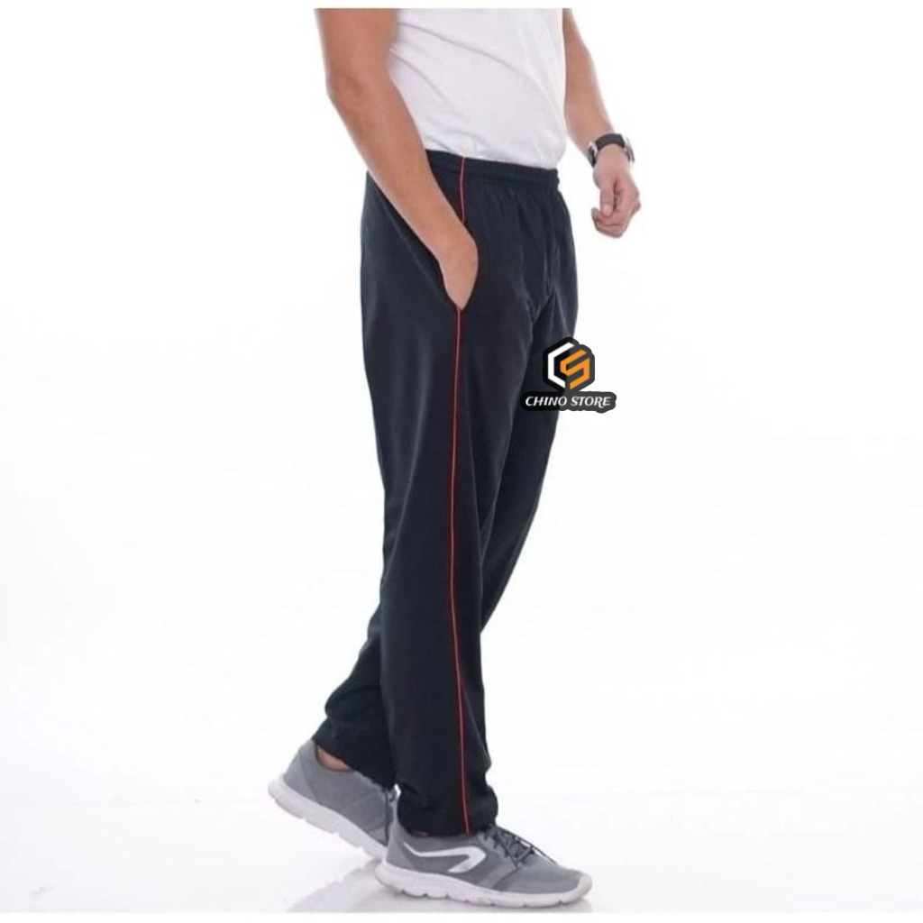 Celana training panjang pria wanita strip 1 hitam | Celana training | Celana training pria | trainin