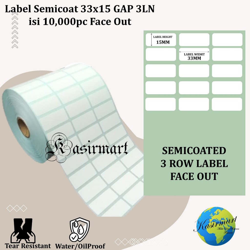 

Sticker Label Barcode Harga Semicoated 33x15 3 Line isi 10.000 Core 1 inch GAP Printer Barcode C168