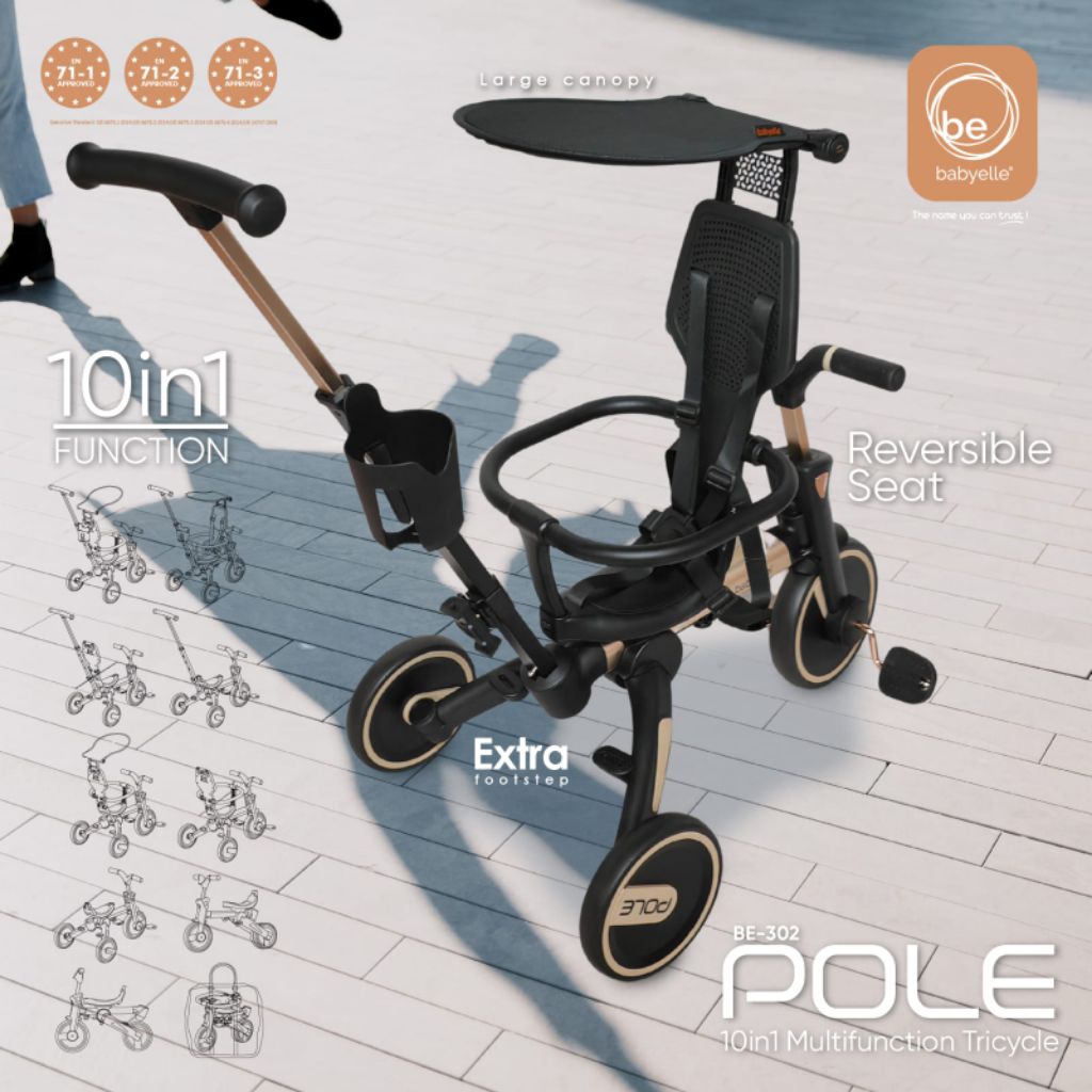Babyelle 10in1 Multifunction Tricycle POLE BE302 Sepeda 3 roda