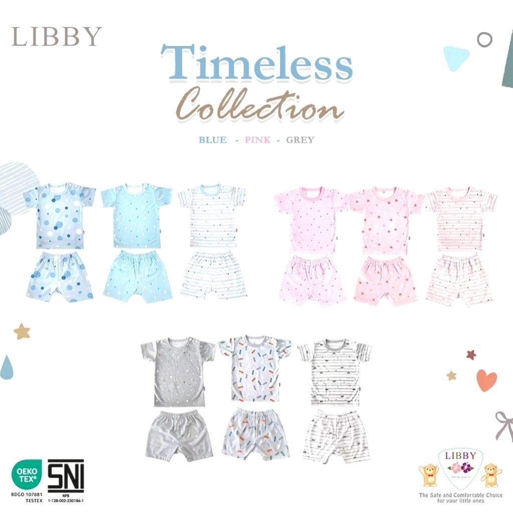 Libby Setelan Oblong Baju Celana Pendek Bayi Size S XL XXL  Happy Forest Anak Perempuan Laki laki Mu