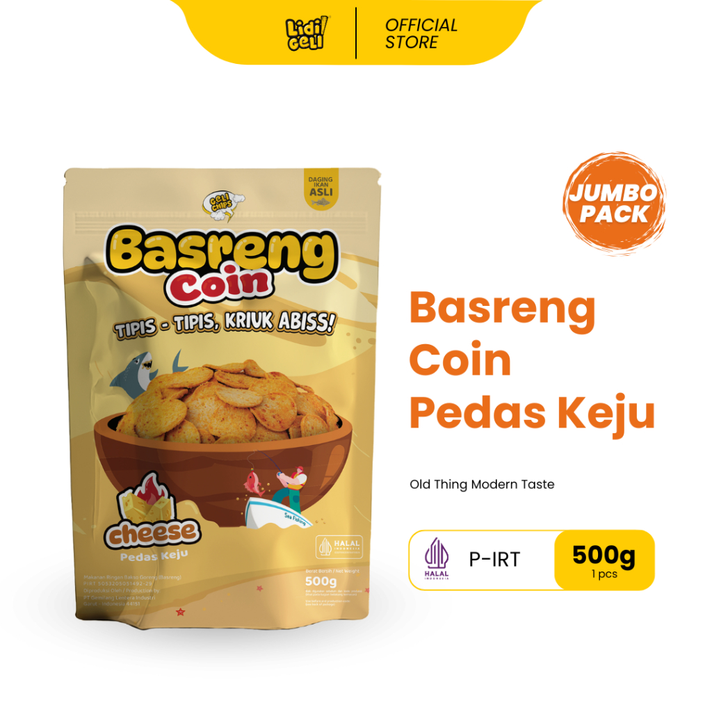 

Geli Chips - Basreng Koin Keju Tipis Kriuk Jumbo 500gr