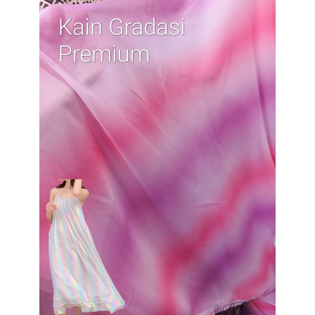 kain Gradasi Premium - kain sifon motif - kain sifon luxury -  kain sifon gradasi 2 warna - kain sif