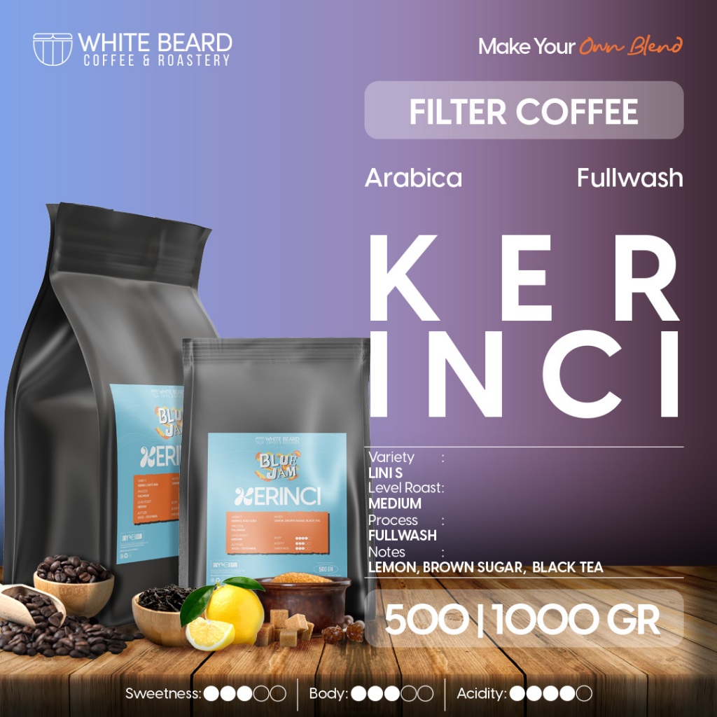 

Whitebeard - Filter Specialty Kerinci Fullwashed Biji Kopi Bubuk Single Origin V60 500 Gr 1 Kg