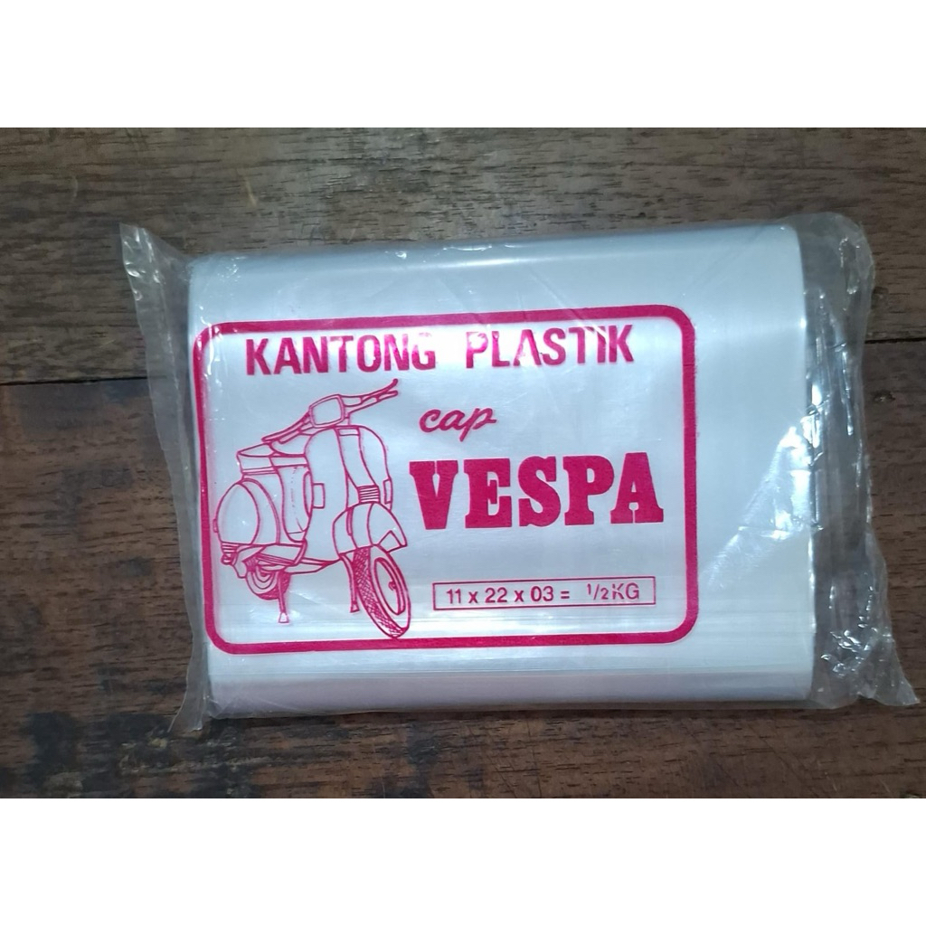 @the.homethings - KANTONG PLASTIK PP BENING UKURAN 11 x 22 (1/2 KG) CAP VESPA KETEBALAN 03 / KANTONG