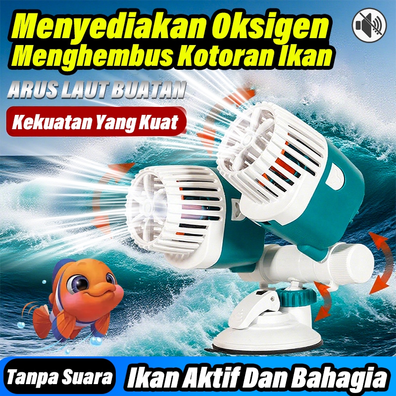 POMPA ARUS AQUARIUM - Atur Oksigen & Arus Laut Buatan, Hemat Listrik 15WattWave Maker Aquarium Pembu