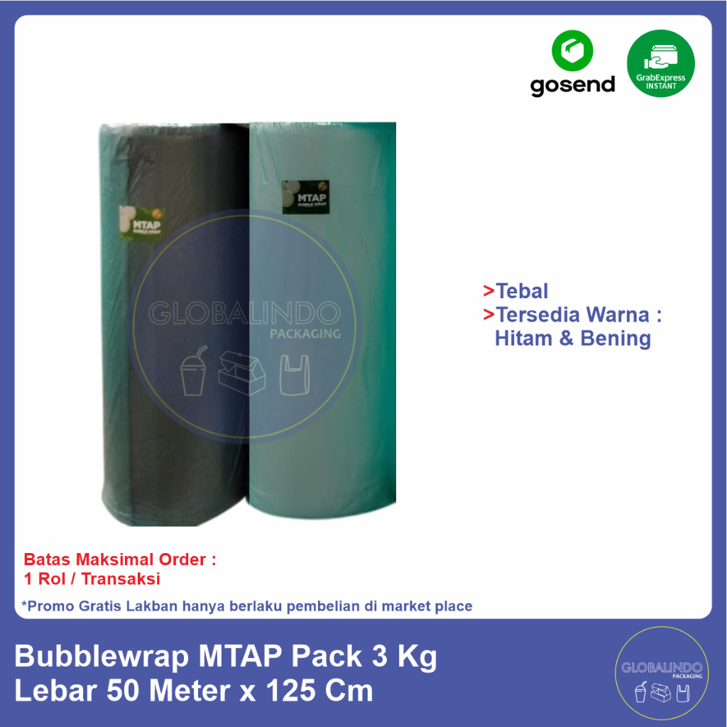

MTAP Bubblewrap Hitam & Bening 3kg Tebal [KHUSUS INSTAN]