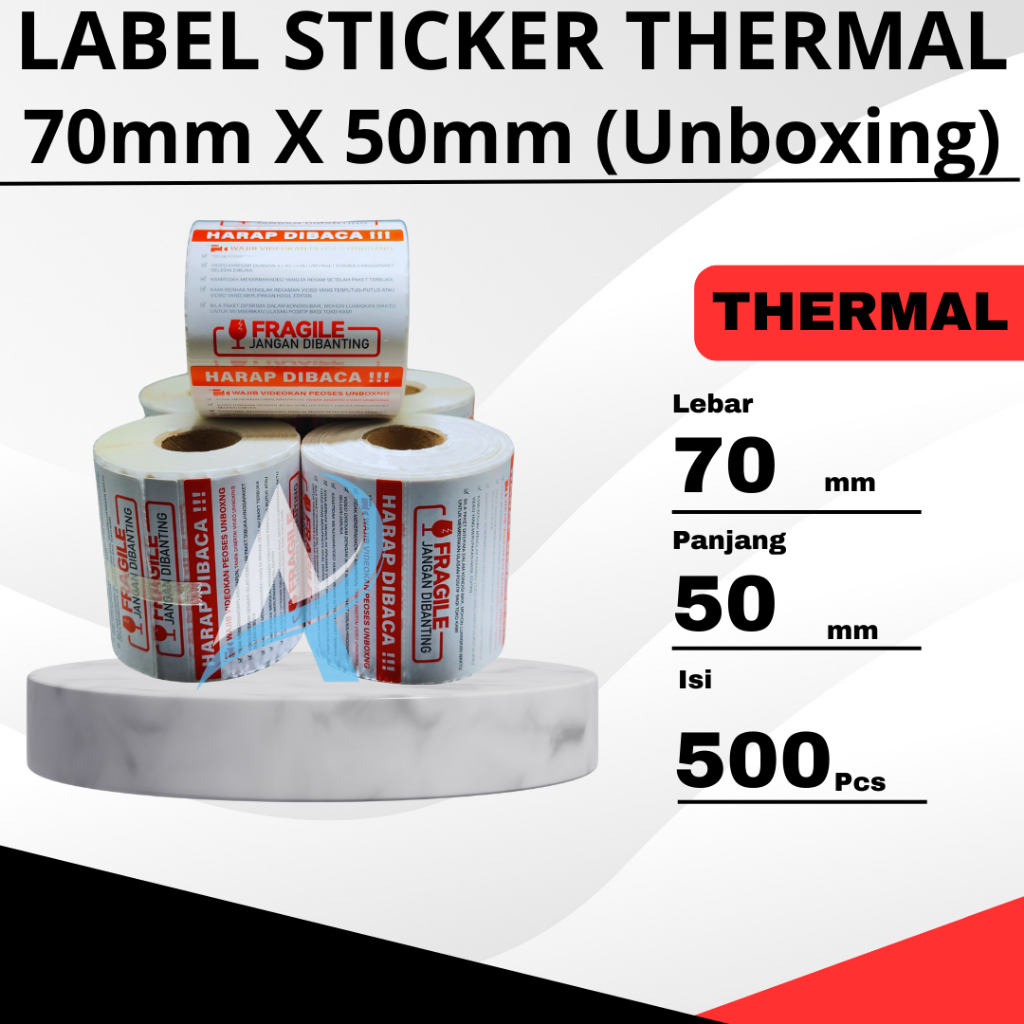 

LABEL STICKER THERMAL FRAGILE 70X50 ISI 500 PCS ( Wajib Video Unboxing Stiker Jangan Dibanting Online Shop)