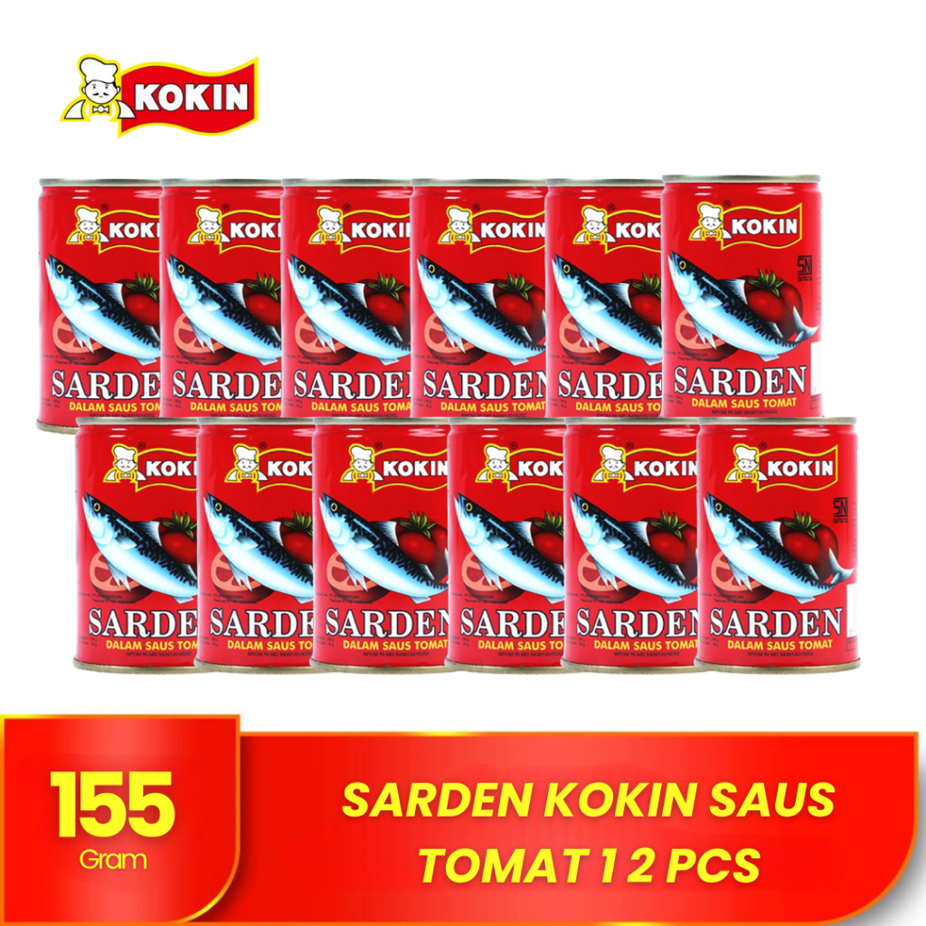 

KOKIN Ikan Sarden Kaleng Saus Tomat 155 gr Lauk Instan Siap Saji Tahan Lama - 1 Lusin