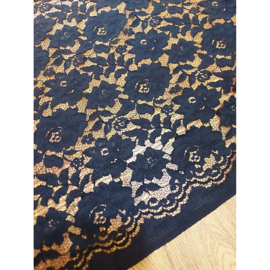 kain brokat katun premium  - kain brokat katun  - kain brokat luxury - kain brokat meteran [ HITAM ]