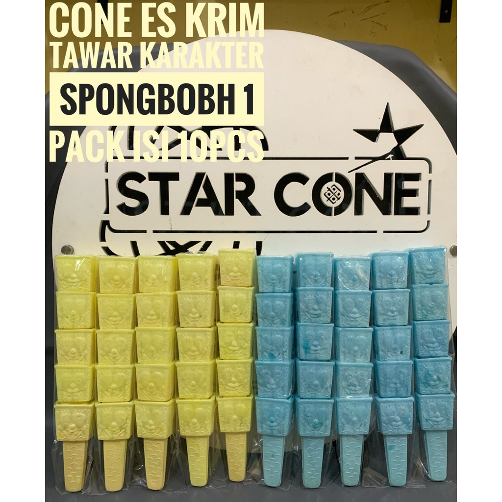 

cup cone es krim karakter spongebob lebar atas 3cm x 4cm tinggi 10cm