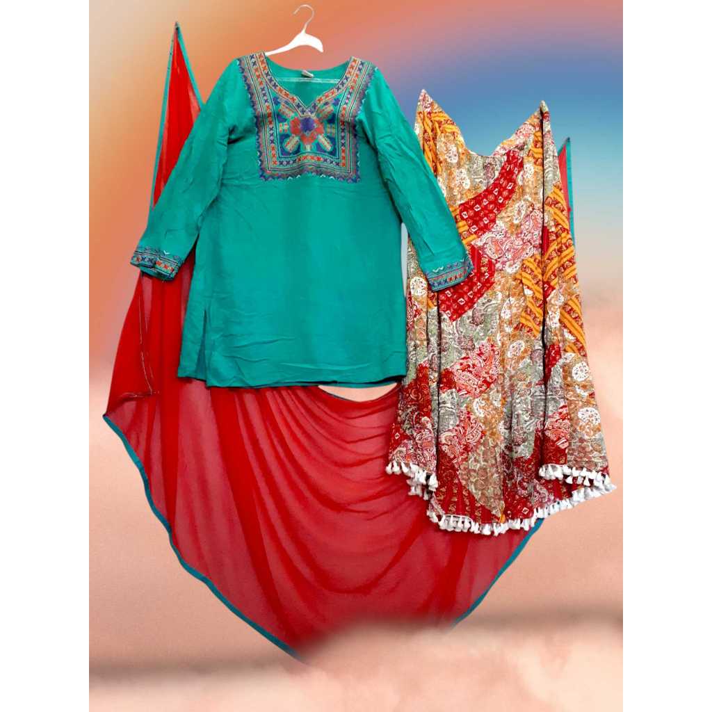 KURTI SH COLLECTION KATUN BORDIR SET ROK LD 98 PB 89 PRELOVED