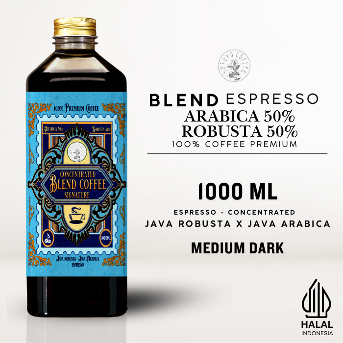 

Kopi Konsentrat Kopi Blend Arabika 50% Robusta 50% Espresso Cair 1000ML | Konsentrat Kopi Espresso | Es kopi susu | americano| Java Preanger | Medium Dark Roast - Sutoyo coffee