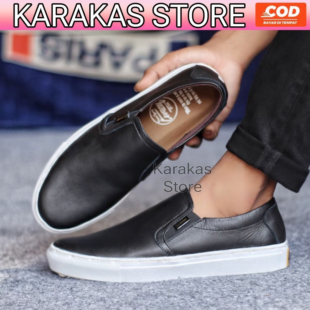 KARAKAS x Cevany Sepatu Slip On Pria Kasual Kulit Asli Terbaik Mori