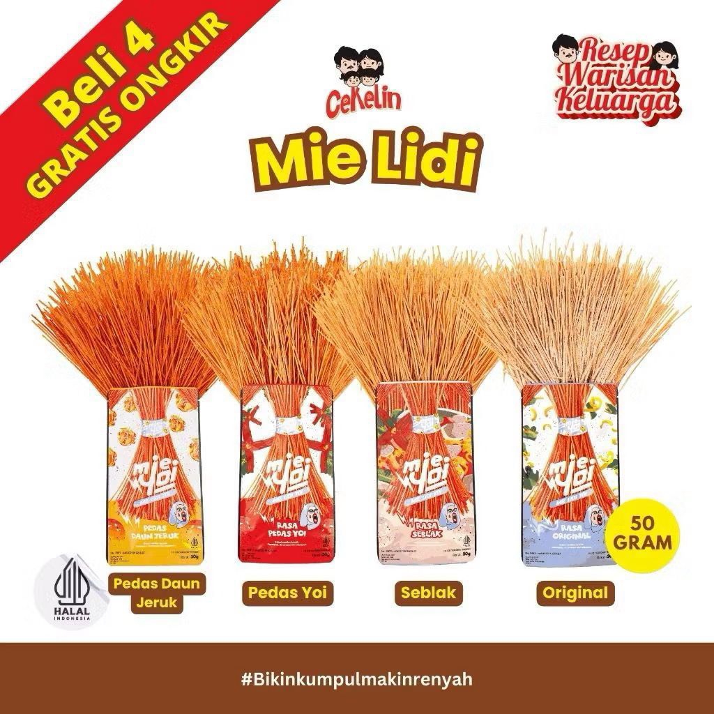 

CEKELIN Cemilan Mie Lidi- 50gr Beli 4 Gratis Ongkir