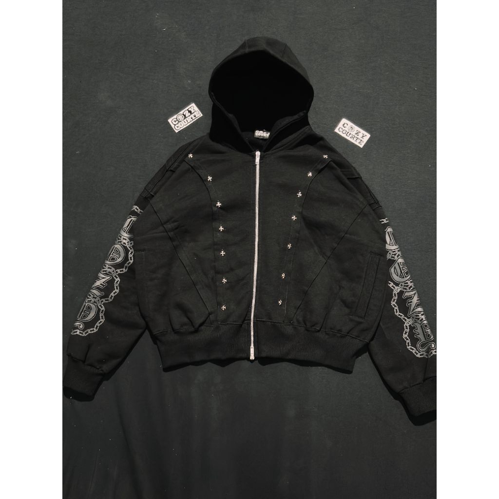 HOODIE BOXY DOUBLE ZIPPER YKK COTTON FLEECE 330gsm kaku