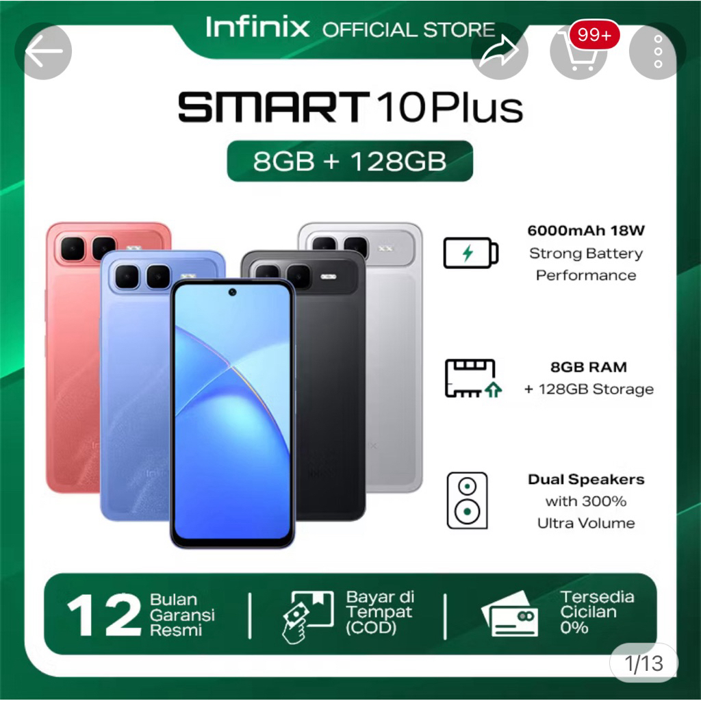 Infinix smart 10 plus ram 8/128 new