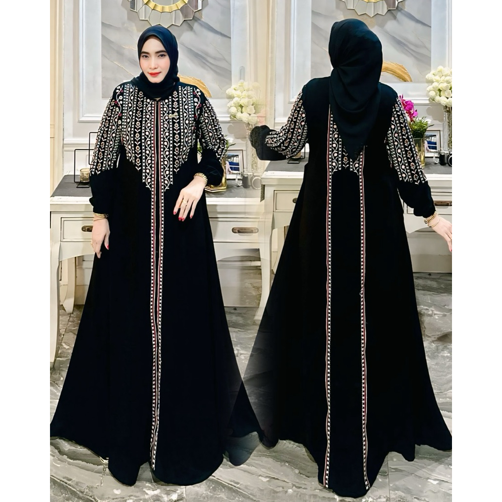 Abaya Jetblack set Hijab terbaru 2025