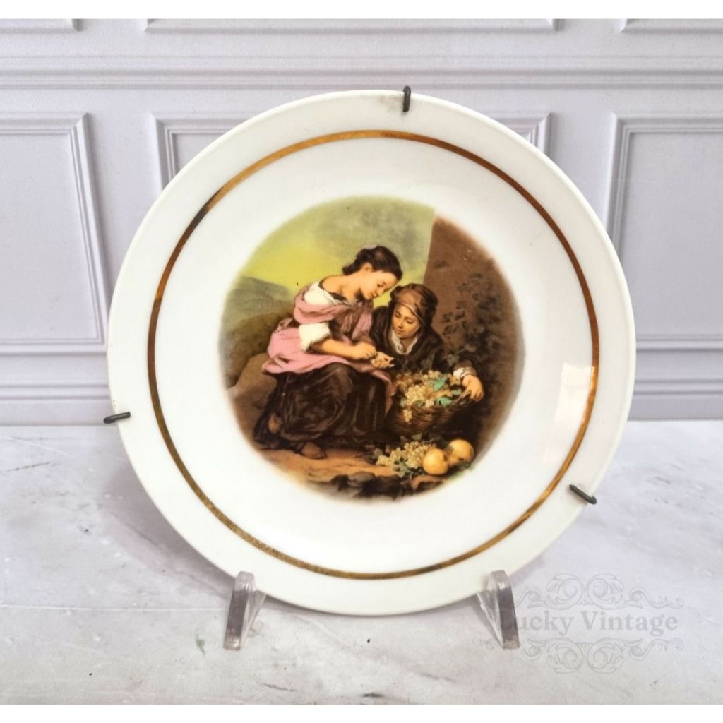 Vintage Made In Germany 1972 Piring Hias Porselen Bartolome Esteban Murillo THE YOUNG FRUIT SELLER P