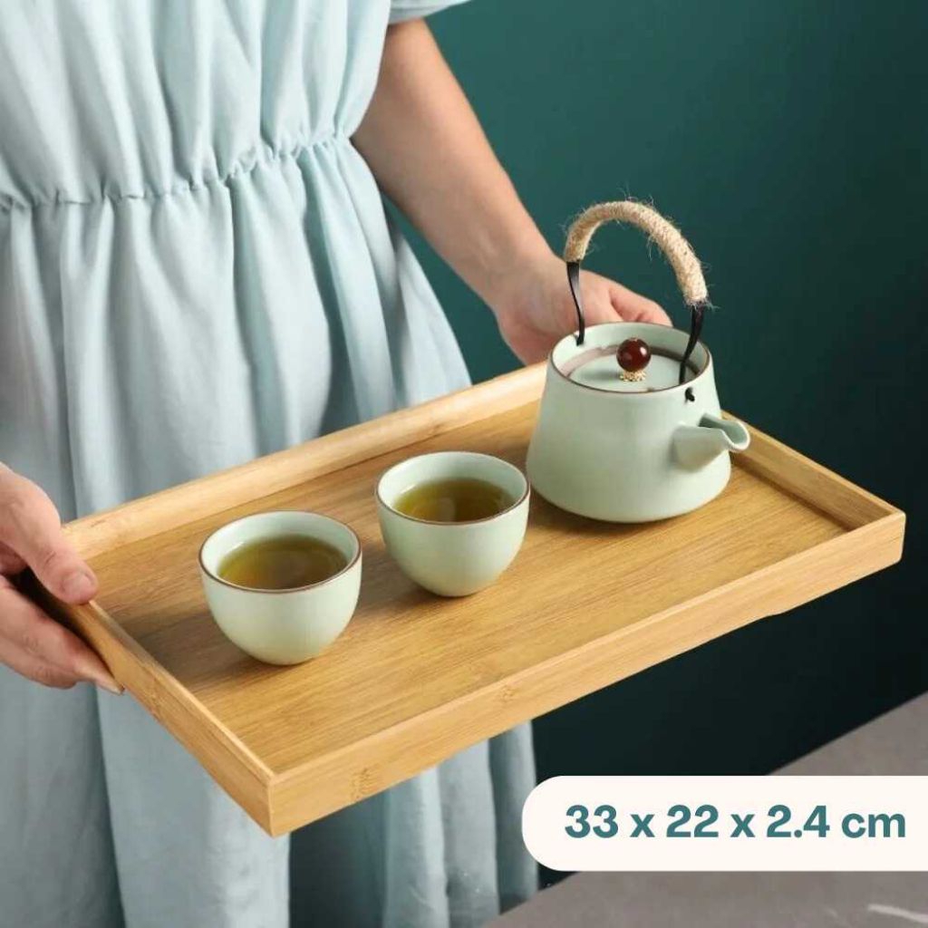 Tatakan Teko Gelas Teh Kayu Bamboo Tea Tray Aesthetic Khas Jepang