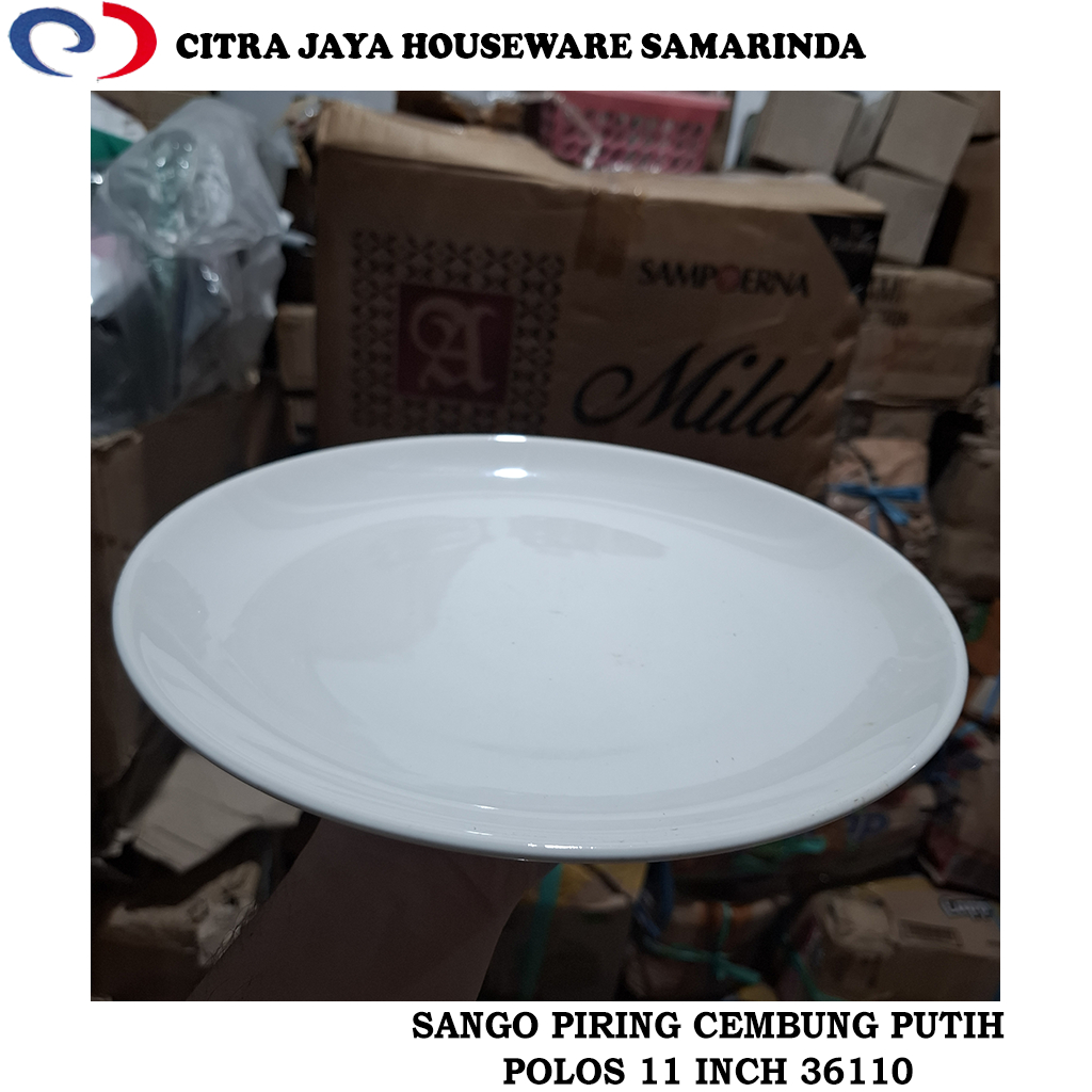 Piring Cembung Keramik 11 Inch Putih Polos SANGO 36110 (1 Pcs / 6 Pcs)