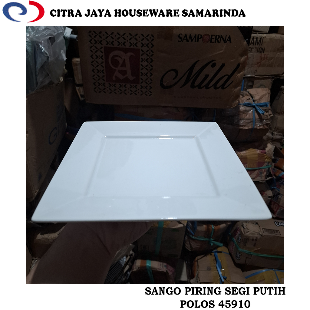 Piring Segi Keramik 8 Inch Putih Polos SANGO 45910 (1 Pcs / 6 Pcs)