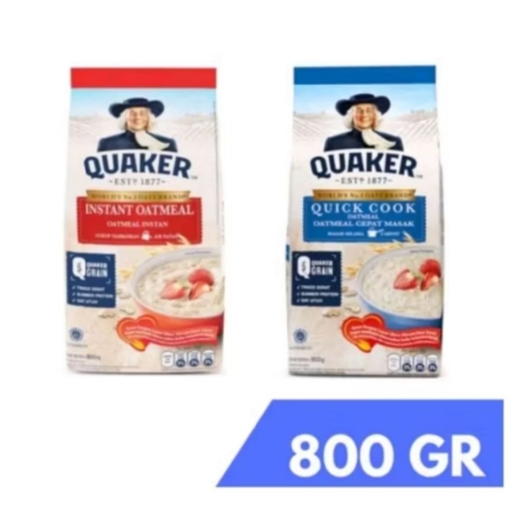 

Quaker Oat Quick Cook Biru atau Instant Oatmeal Merah 800gr cereal/sereal