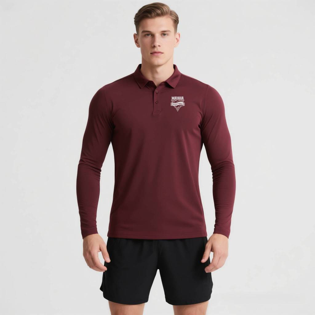 Madaha Polo shirt Dry Fit Kaos Kerah Lengan Panjang Jersey Olahraga Basketball Basket