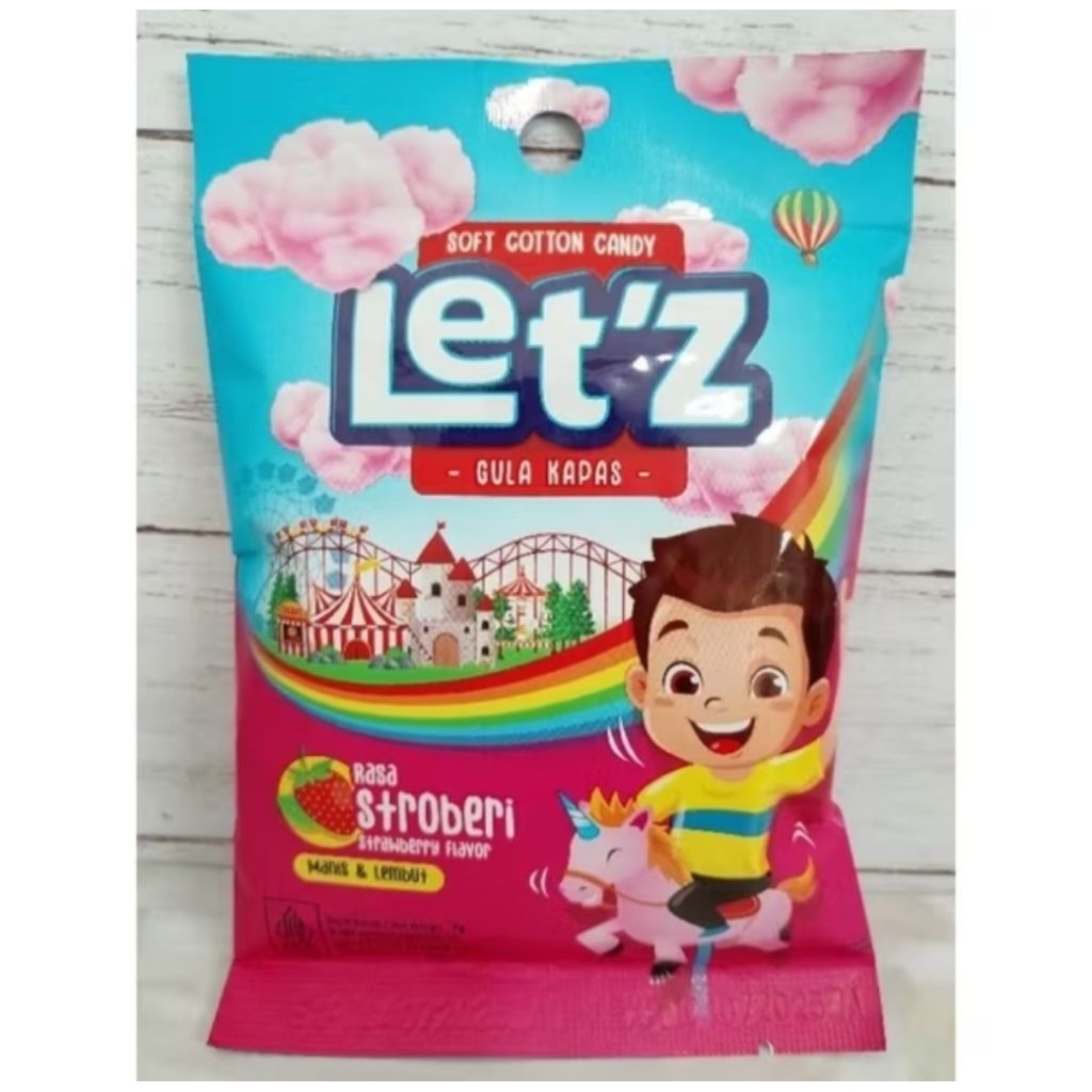 

Let'z Soft Cotton Candy Rasa Strawberry 10 gram / permen let'z
