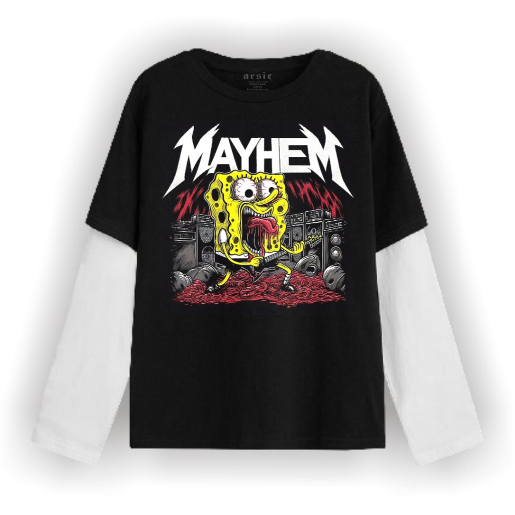 Arsic T-shirt Double layer Mayhemm long sleeve  kaos pria wanita