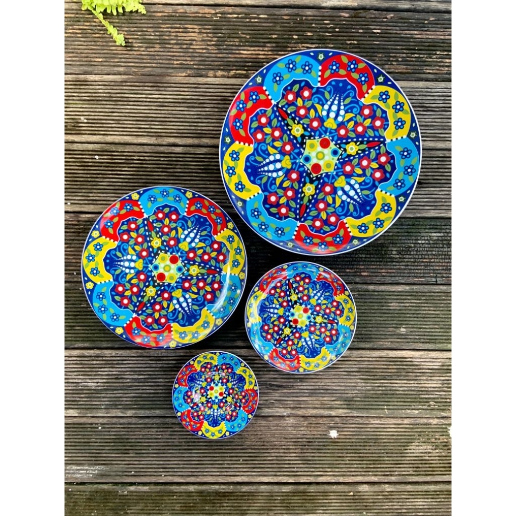 Set Walldecor Motif Maroko/Piring Keramik Hias/FREE KAWAT GANTUNG