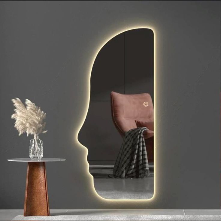 Cermin Estetik Siluet Wajah Estetik Dekorasi Unik & Modern Free Packing Kayu & Garansi 100%