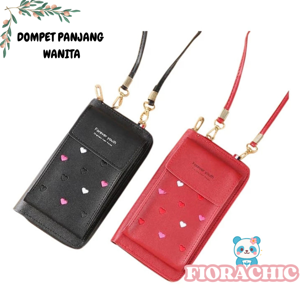 FC- DOMPET PANJANG WANITA FREE TALI Q58 DOMPET WANITA MOTIF LOVE IMPORT REAL PICT