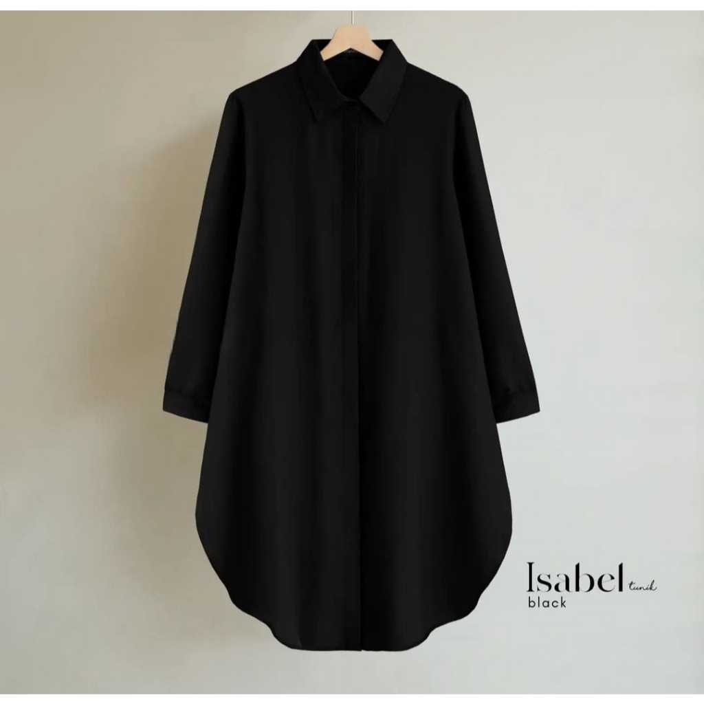 Tunik Isabel LeonaApparel kemeja atasan wanita remaja/dewasa polo linen polos kancing lembut muslim 