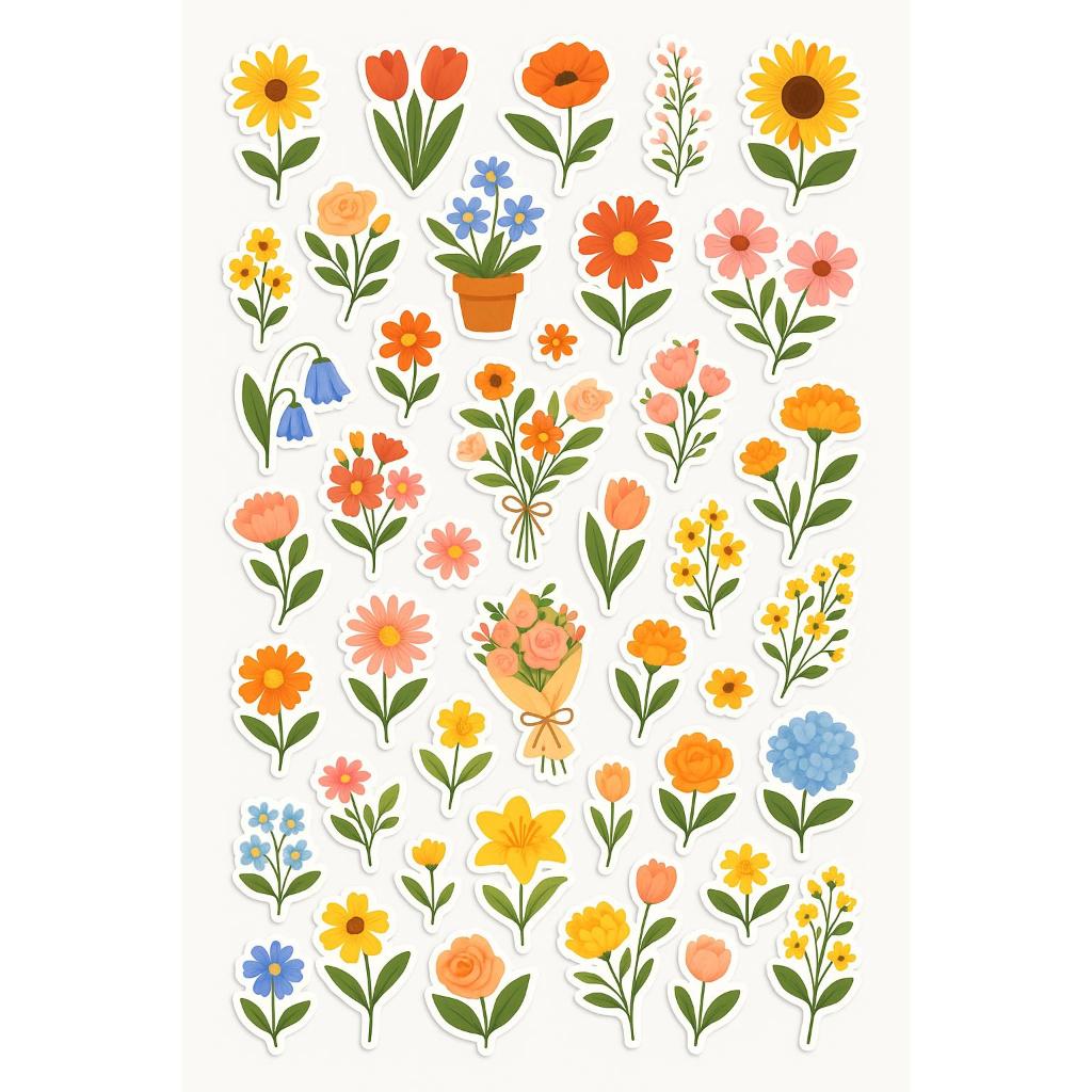 

50pcs Stiker Bunga Lucu Aesthetic