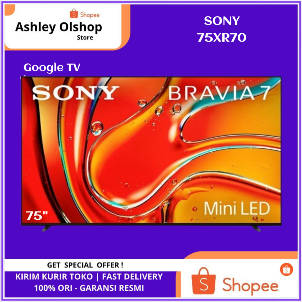 TV Sony BRAVIA 7 K-75XR70 Google TV Mini LED Sony XR70 75 Inch 4K UHD