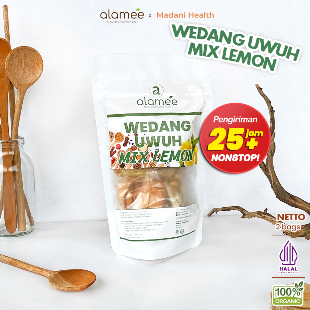

ALAMEE Wedang Uwuh Mix Lemon Asli Rempah Minuman Herbal Alami Langsung Seduh Lengkap Komplit