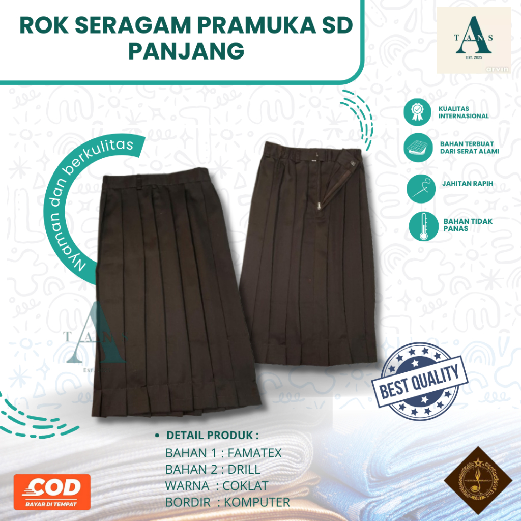 ROK PRAMUKA SD | ROK PRAMUKA PANJANG SD | ROK PRAMUKA MURAH BAHAN PREMIUM