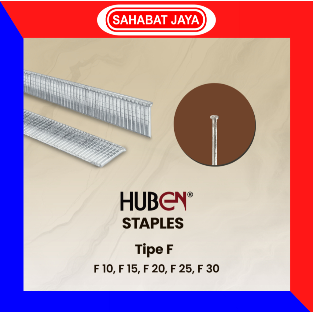 

HUBEN Isi Paku Tembak Staples F10 F15 F20 F25 F30 Refill Nail Gun Stapler Per Kotak