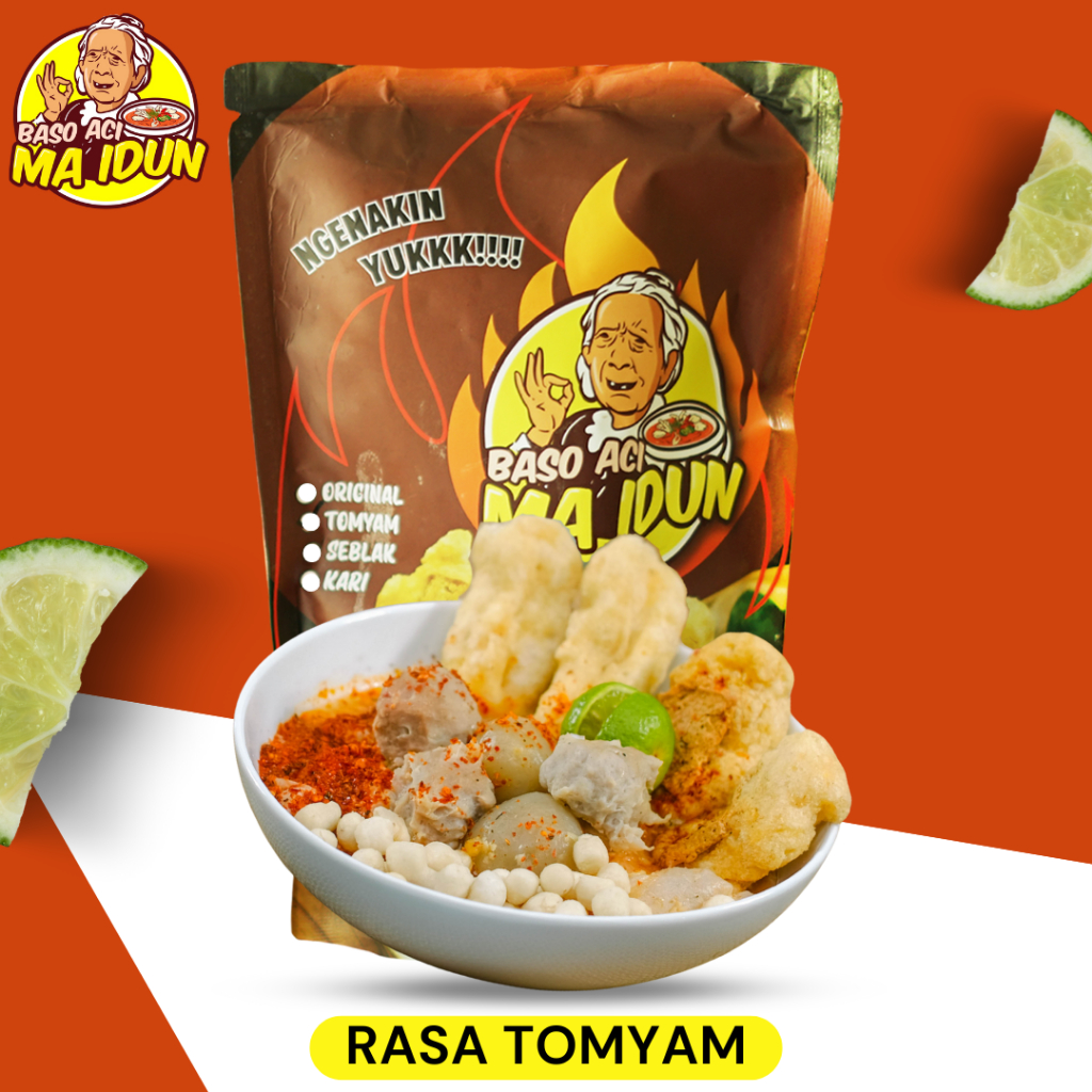 

Baso Aci Maidun Rasa Tomyum / Baso Aci Instan Komplit Tomyam / Bakso Aci Cuanki Mix