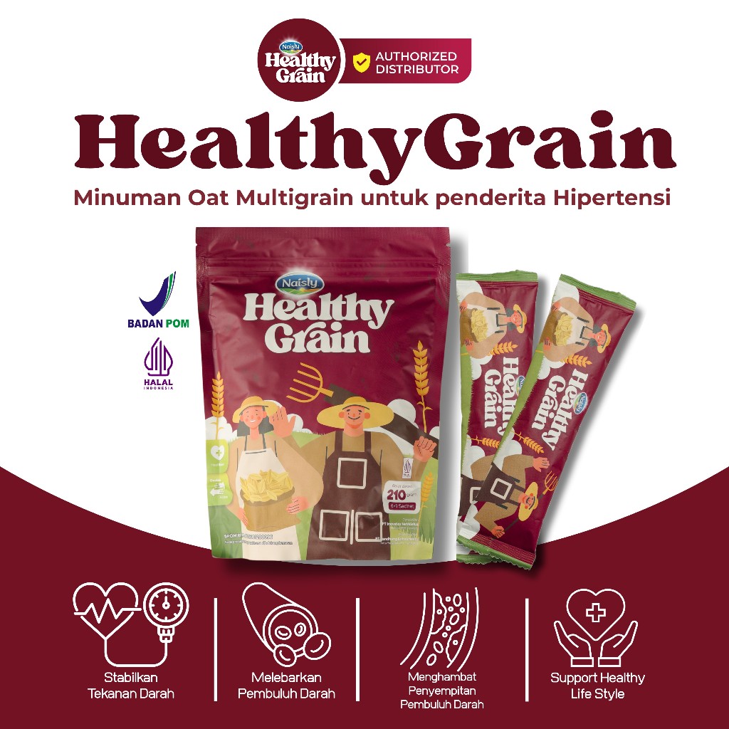 

HealthyGrain 1 Pouch Asli Oat Multigrain Sehat untuk Menurunkan Hipertensi Original Official Store