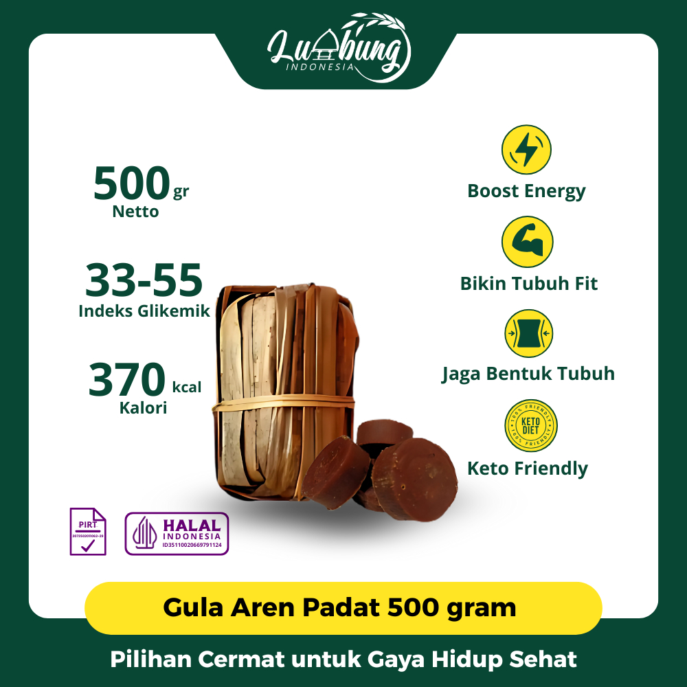 

Lumbung Indonesia Gula Aren 33 Padat Kawung 500gr - Kecil Organik Rasa Otentik